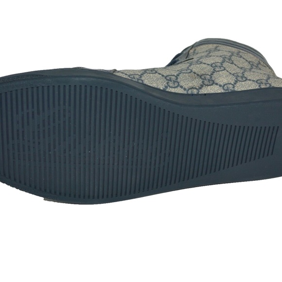 NIB GUCCI GG SUPREME CANVAS MENS HITOP CROCODILE LEATHER TRIM SNEAKERS - Picture 8 of 10